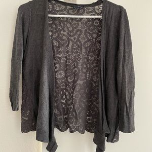 Gray American Eagle cardigan with lace back